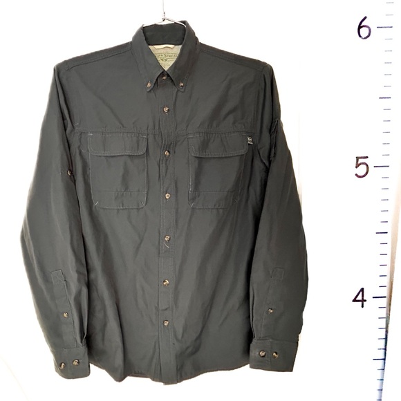 Field & Stream Black Charcoal Button-down Fishing Camping Shirt Medium - Picture 1 of 12